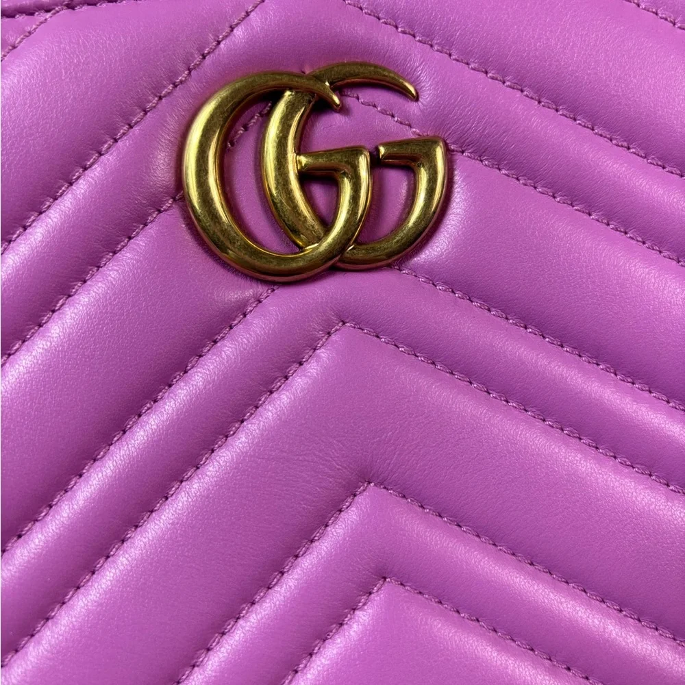 EUC GUCCI Small Pink GG Marmont Matelassé Satchel Tote - Picture 4 of 17